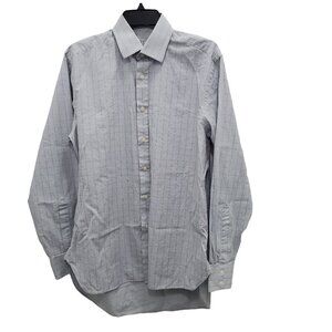 Charles Tyrwhitt Men's Blue Purple Windowpane Plaid Long Sleeve Dress Shirt 15.5